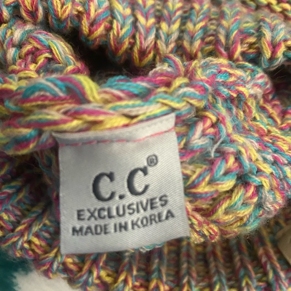 C.C Kids' Cute Warm and Comfy Children's Knit Ski Beanie Hat with Pony Tail Hole - Picture 4 of 5